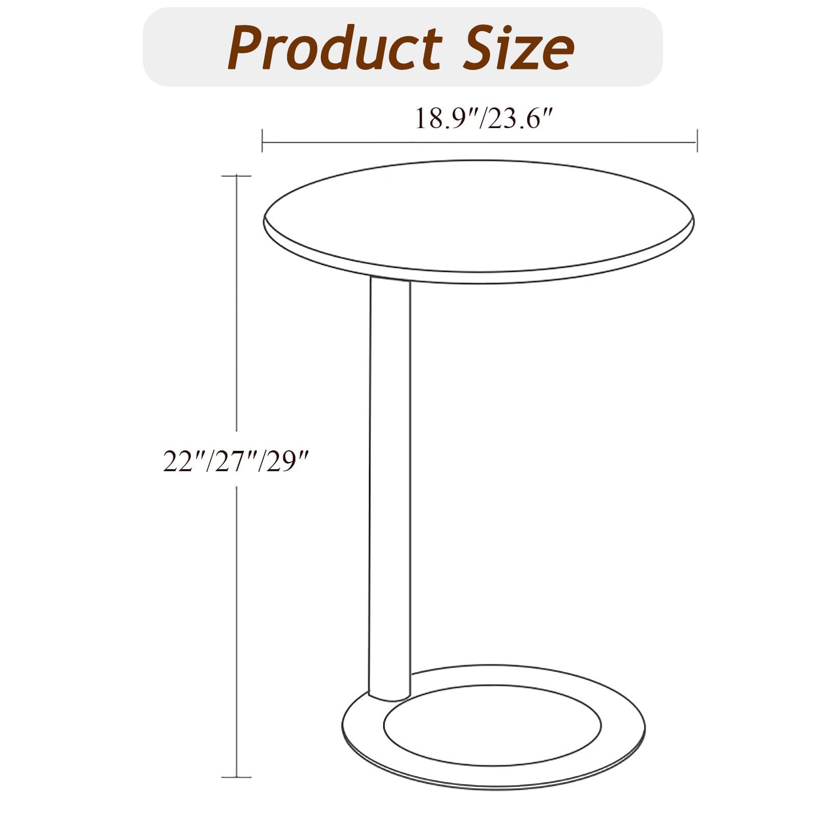 C-Shaped Side Table with Round Base, Small Sofa Table, Home Decor Bedside Tables, Round Metal End Tables for Small Space Living Room Bedroom(18.9" W×22" H, Green A)