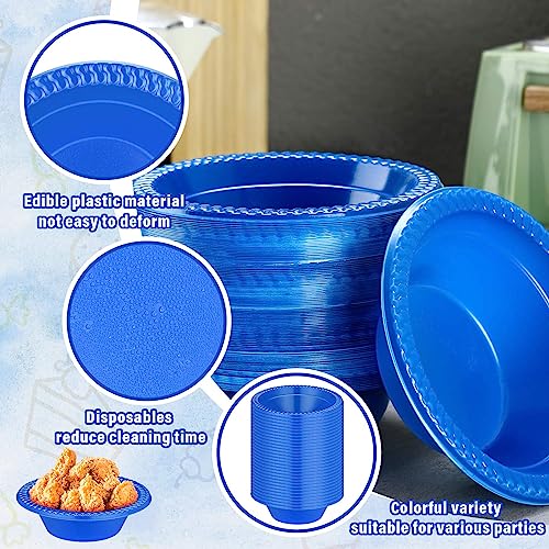Image of Lallisa 100 Pcs 12oz Blue Disposable Plastic Bowls Party