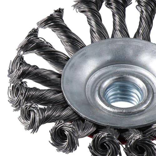 Image of 4 Inch Twist Knotted Wire Wheel Brush,Twisted Wheel Wire Brush,Wire Wheel Cup Brush Set for Tasks Such As Grinding, Polishing, and Rust Removal