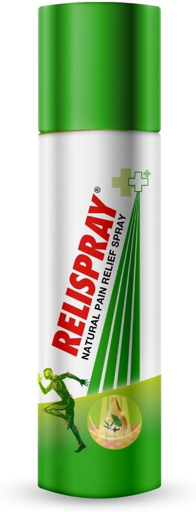 RELISPRAY Instant Pain Relief | Purely Ayurvedic Spray | Unique Pain relieving Technology for - Elbow pain, Backache, Knee pain, Muscle pain, Tired feet, Ankle sprain | Keeps pain away longer | Over 245 Spray | 49g