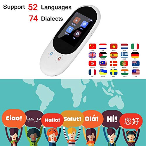 Lazmin Dispositivo traductor de Voz de Idioma Inteligente, traducción 52+ Idiomas Pantalla táctil de 2,4 Pulgadas Batería Recargable Soporte de WiFi para Aprender Viajar Negocios Comprar