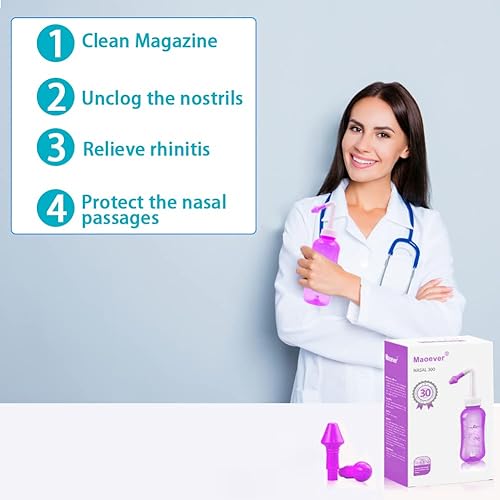 Vista 14 de Botella de lavado nasal, enjuague nasal Abnaok y riego nasal, botella de lavado nasal, dispositivo de riego nasal, perfecto para adultos y niños