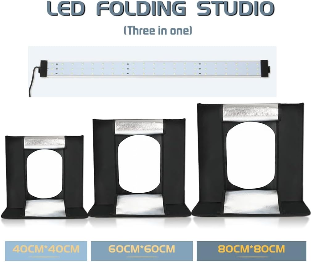 Photo Light Studio Soft Boxes Portable Foldable Dimmable Photography Table Shooting Tents Kit with 3Pcs Background Board(65x65cm)