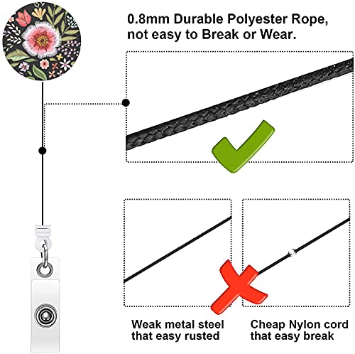 Badge Reel Retractable Badge Holder Carabiner With Alligator Clip On Id Card Holders (Amazing Floral 3Pack) #TOP3