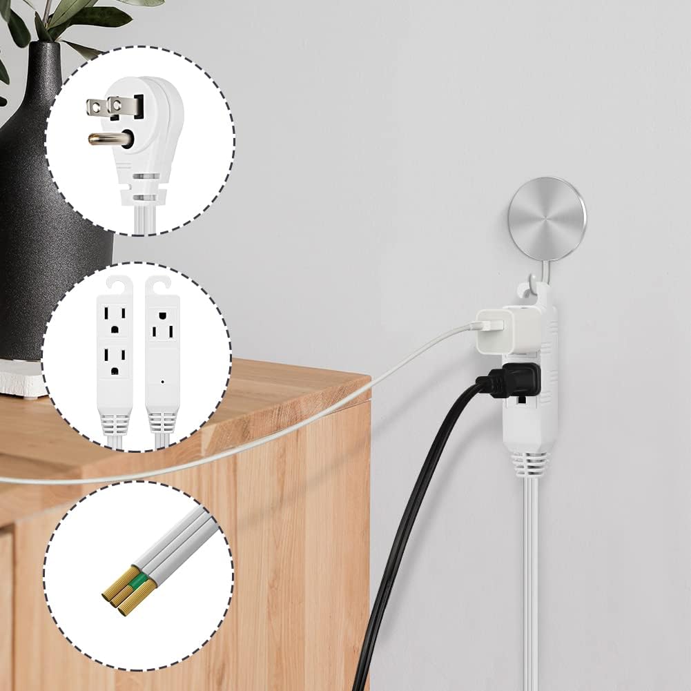 DEWENWILS 3 Outlet Extension Cord with Flat Plug, 3FT 16/3 Awg Grounded Power Cable for Indoor Use, SPT-3 Cord, White, ETL Listed, 2 Pack : Tools & Home Improvement
