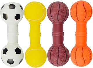 balacoo 4Pcs Vinyl Barbell Dog Toys, Pet Dog Sounding Toys Dog Molar Toys Chew Toys for Dog