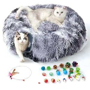FURRYPAWS Katzentunnelbett mit 20 Spielzeugen