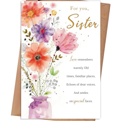 gerdiny Mothers Day Gifts Card for Sister, Sister Mothers Day Gift Ideas