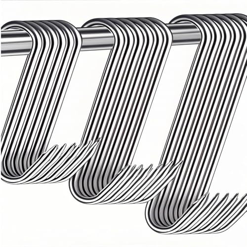 QILEMI Crochet de boucher en acier inoxydable 30 pièces Crochets à viande 121 mm/142 mm/173 mm Crochets en S en Acier Inoxydable pour suspendre l'abattage...