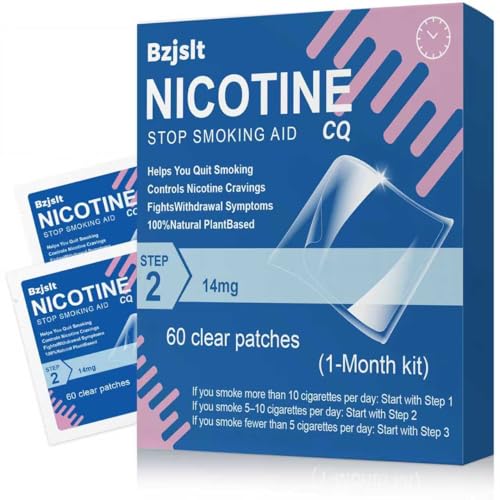 Step 2 Nicotine Patches, 14 mg Quit Smoking Aids Patches, Helping Quit Patch, Each PatchProvides a 24-Hour Nicotine Transdermal Effect, 60 Counts Quit Smoking Stickers that Work1 Months