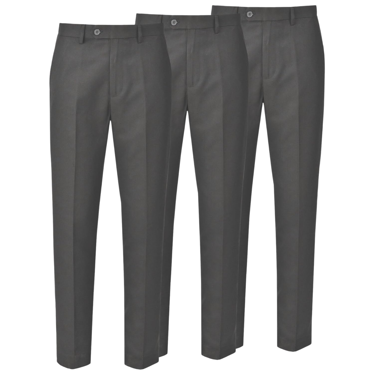 Pantalones escolares para niños mayores, paquete de 3 pantalones ajustados resistentes a las manchas con ajuste frontal plano de cintura, elegantes pantalones de uniforme escolar con