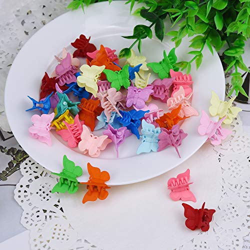 Eaone 50Pcs Butterfly Hair Clips Multi-Color Hair Clips Mini Cute Clips Hair Styling Accessories For Hair Girls And Women Birthday Gifts With Container, 10 Matte Colors At Least #TOP6