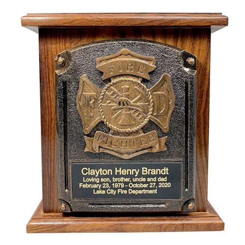Firefighters, Fireman Wood Funeral Cremation Urn with Personalization