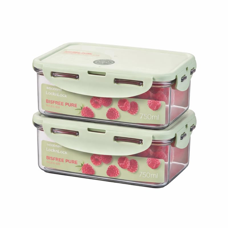 Image of LocknLock 750ml Food Storage Containers (Pack of 2) | Airtight, Leakproof, BPA-Free Plastic Boxes | Stackable Kitchen Containers for Lunch, Fridge & Pantry Storage