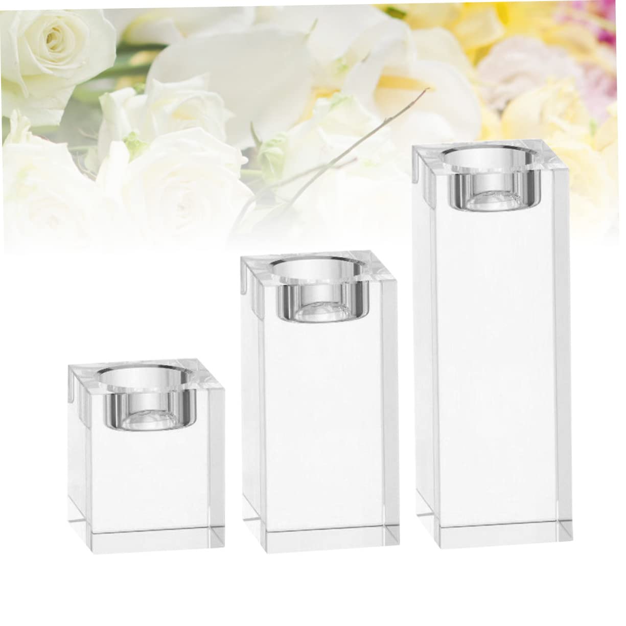 Kristall Kerzenständerwürfel 3 Stück-Pack für Elegante Tischdeko | Glitzernd und Transparent, Edler Stil, für Heiratsantrag und Entschuldigung, Kompakt als Wohnobjekt