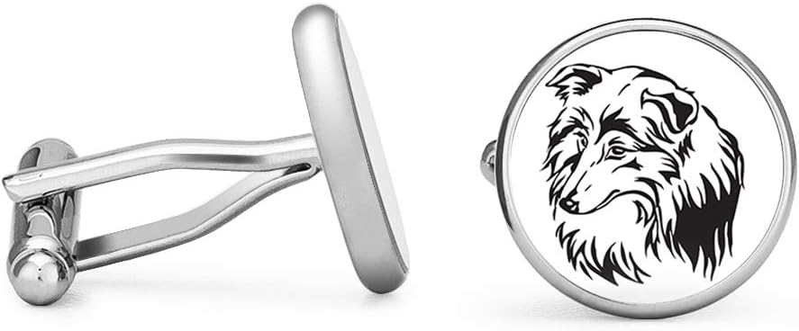 Border Collie Cufflinks Collie Dog Cuff Links (Contoured Edition)