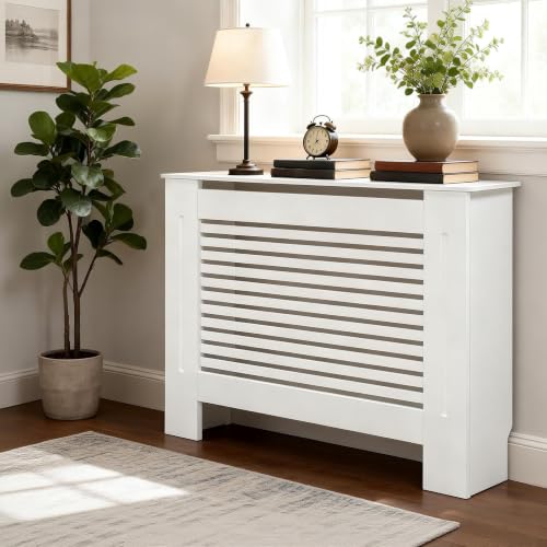 Miniatura 6 de Fativo Cubierta De Radiador Blanca Moderna: Cubreradiadores De Madera Cubre Radiador De Mdf Estante Para Radiador 111 X 19 X 92 Cm, Horizontal