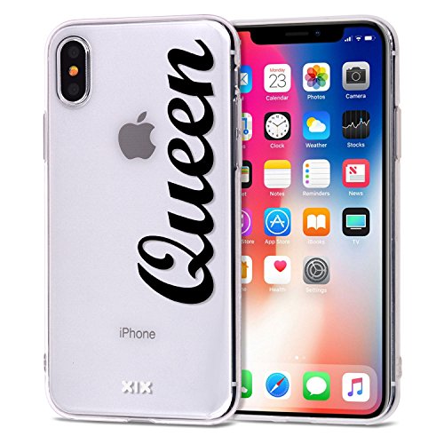 iPhone Xs Max Case Queen Slim Fit Black Shockproof Bumper Cheap Cell Phone Accessories Queen & King Design Thin Soft TPU Protective Cover for Women Apple iPhone Xs Max Cases Luxury for Girls (06)