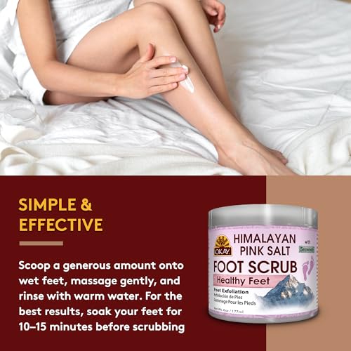okay himalayan pink salt foot scrub - himalayan salt scrub body exfoliator for women and men exfoliating for feet hands amp face vegan natural ingredients - 6 oz jar pack of 1