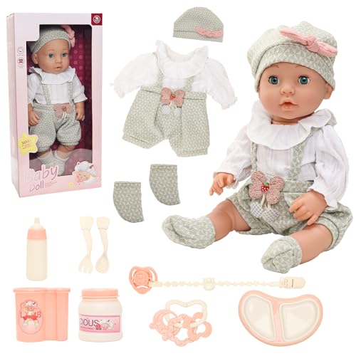 Festfun 40cm Poupée Poupon avec Le Vêtement, Les Accessoires d'alimentation Set Poupée Bébé Poupon 40cm Mignon Cadeau pour Les Tout-Petit