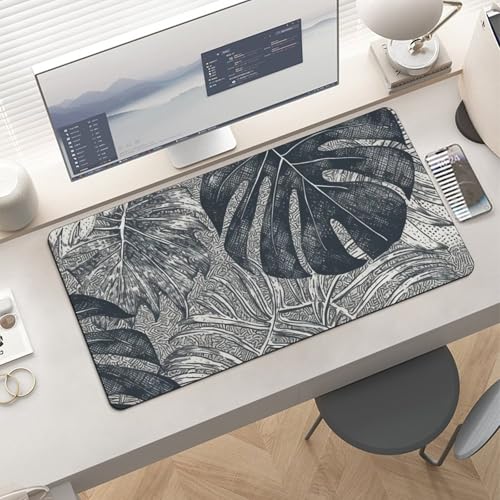 Monstera Leaves ��^�f�X�N�}�b�g 24x12�C���` �h�� ����~�� �S�����f�X�N�p�b�h �I�t�B�X �z�[�� �Q�[�� �����[�g���[�N�p �܂肽���ݎ� �|�[�^�u�� �}�E�X�p�b�h �L�[�{�[�h/�m�[�g�p�\�R��/�f�X�N�g�b�v�A�N�Z�T���[�p