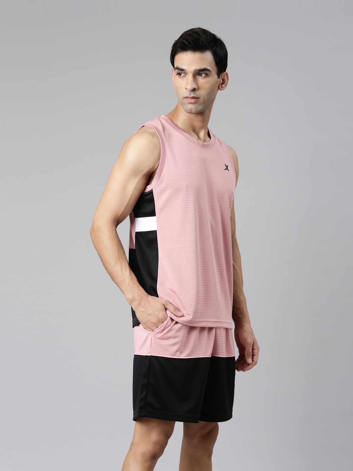 XTEP Pink & Black Sleeveless Polyester Basketball Sportswear & Uniform for Men -2XL 4