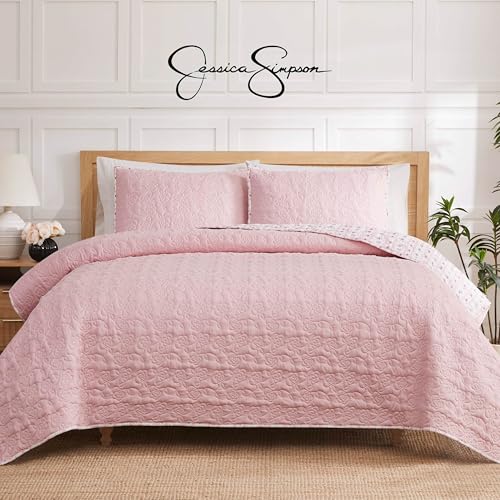 Jessica Simpson Floral Hazel Cherry Blossom Pink 3-Piece Quilt Set, Full/Queen by Jessica Simpson - Used condition - Image 7