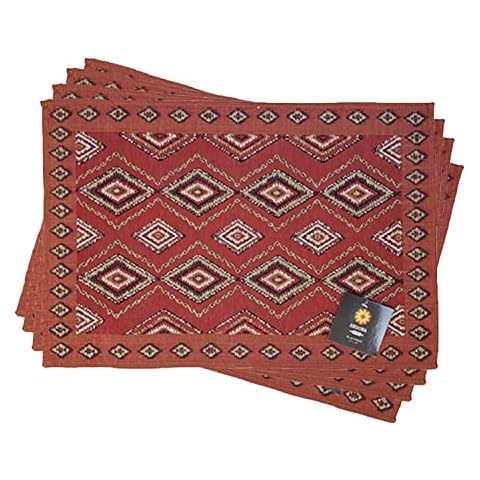 Abstract Diamond Southwest Placemat (Set of 4) (13" x 19") Rustic Wild West Theme Woven Placemats Southwestern-Inspired Tapestry Machine Washable Place Mats for Kitchen Dinner Table Mats 19 inches Cover
