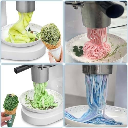 Commercial Spaghetti Ice Cream Maker, 80W Ice Cream Noodle Maker,4 Noodle Shape Molds, 7.4-7.9 Gal/Hr Ice Cream, Professional Ice Cream Noodle Extruder