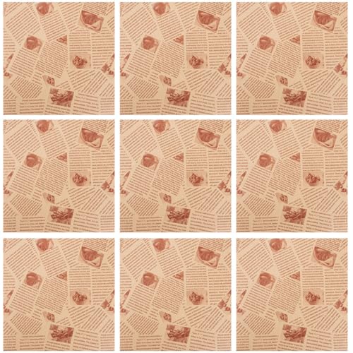 KAILIKETIY 100個 英文新聞風防油紙 食品包装用 ワックスペーパーシート 耐油 防水加工 クッキングシート サンドイッチ 揚げ物 ベーキング対応