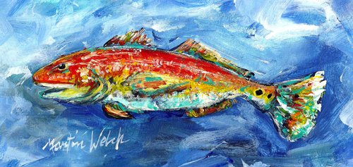 Caroline's Treasures MW1179PINT Red Fish 16 ounce Mixing Glass Pint Glass for Beer, Margaritas, Sodas and More, Restaurant Quality Glassware