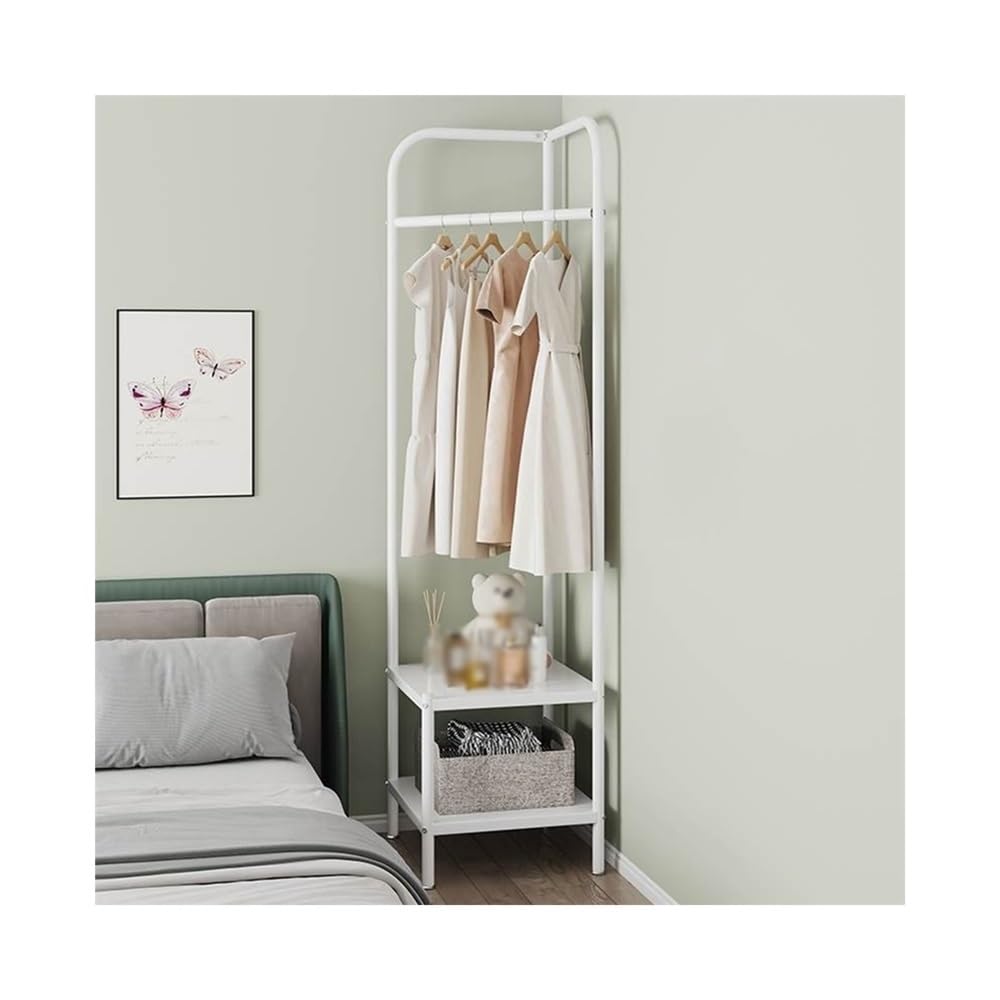 DFHS46JK Hat Rack Metal Hanger Corner Coat Rack Bedroom Floor Storage Multifunctional Clothes Indoor Household Taiyuan for Office(White)