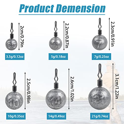Drop Shot Weights Round Fishing Weights Sinkers Bass Casting Ball Sinkers Cannonball Fishing Weights Swivels For Drop Shot Rig Bass Fshing Saltwater Freshwater Fishing Gear Tackle(3/16Oz - 20Pcs) #TOP1