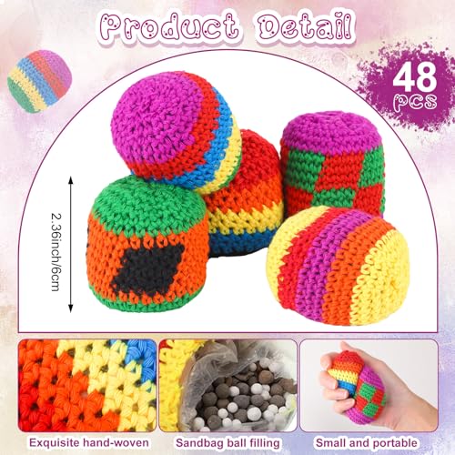 image for Yunsailing Knit Sack Balls Knitted Kickball Soft Juggling Balls Multic