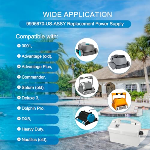 9995670-US-ASSY Power Supply with 58984402LF Power Cord Replacement Kit for Dolphin 3001, Advantage (Old) & Plus, Commander, Saturn (Old), Deluxe 3, Dolphin Pro, DX5, Heavy Duty, Nautilus (Old) by Zymurgoes - Image 2