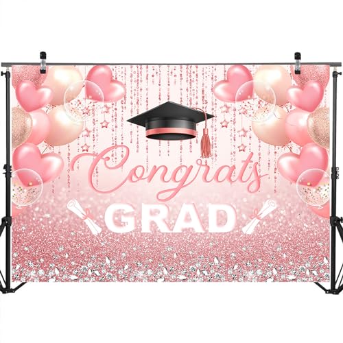 Telón de Fondo Rosa 7x5ft para Graduación miniatura 5