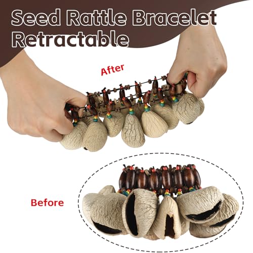 image for GOGHOST Cacho Seed Rattle Bracelet, 2 PCS African Shaker Nut Shell Bra