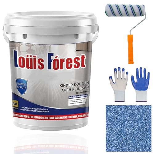 Gienslru Pintura epóxi colorida areia para pisos, pintura epóxi Louis Forest Fl-oor Pa-int, pintura de piso epóxi para betão, efeito mármore de alto brilho, revestimento de pisos Epo-xy, garagem