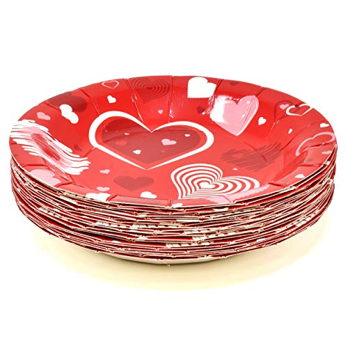 Valentines Day Party Supplies Tableware Set 24 9" Plates 24 7" Plate 24 9 Oz Cup 50 Lunch Napkins For Valentine's Holiday Heart Love Adult Teens Kids Parties Disposable Paper Goods Dinnerware Decor #TOP2