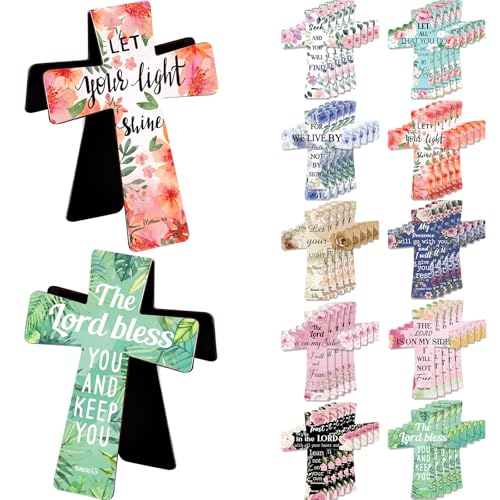 Eaasty 60 Pcs Christian Magnetic Cross Bookmarks Bible Verse Floral Magnetic Bookmarks Bulk Religious Church Reading Gift for Mothers Day Women Men Teacher Book Lovers