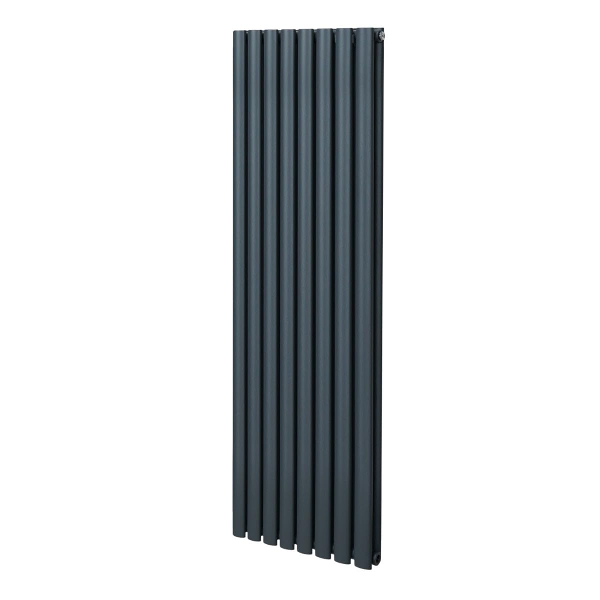 Oval Column Radiator 1600mm x 480mm Modern Designer Double Panel Central Heating Heater Matt Anthracite Grey Carbon Steel Vertical Kitchen Living Room Bathroom Cleaning Brush Fixing Kit & Brackets