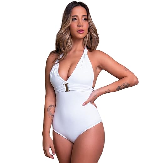 Body Maiô Feminino Bella Fiore Sem Bojo Liso Aberto Nas Costas