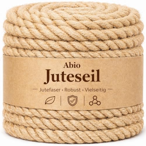 Abio Juteseil 6mm 20m Kordel Jutekordel Deko Dekoration für Haus & Garten DIY Verpackung Schnur Paketschnur Basteln Geschenkverpackung Floristik
