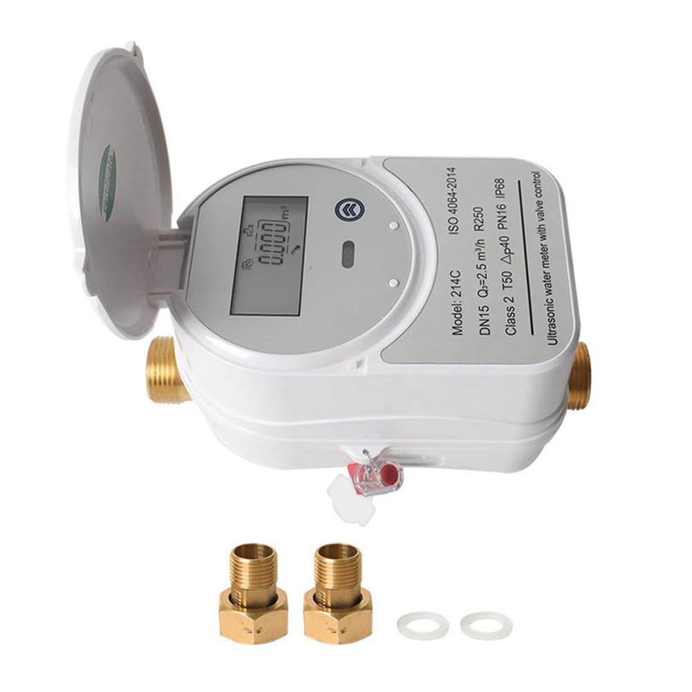 Misuratore di acqua ad ultrasuoni Zigbee DN15 con Valvola, Display LCD, Misurazione della quantità di acqua, Flusso di Consumo IP68, Misurazione del Consumo di Acqua, Display LCD Digitale