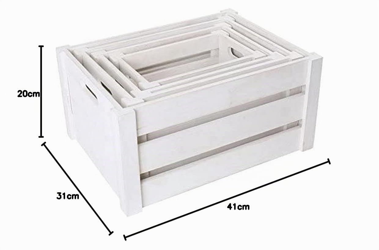 small foot Holzkiste weiß, 4er Set, Dekorations,- Aufbewahrungs- und Transportmöglichkeit, für Kaufmannsläden, 1499