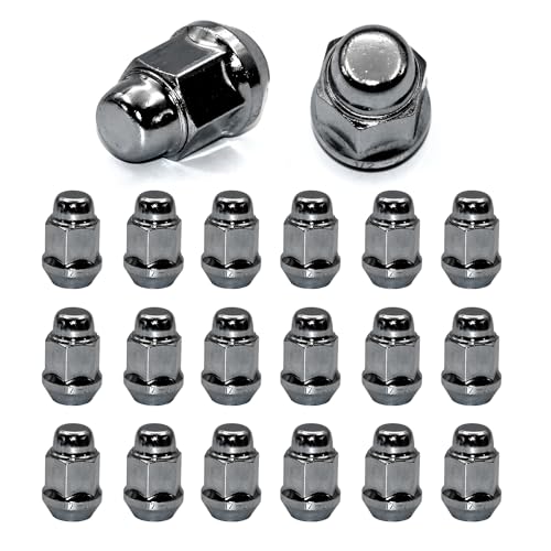 Image of 20pcs 1.4 inch Chrome 1 /2-20 Closed End Bulge Acorn Lug Nuts Cone Seat 19mm Hex Wheel Lug Nut Compatible with Cherokee Bronco Liberty Mustang Ranger Explorer YJ TJ KJ KK ZJ WJ WK XK MJ XJ