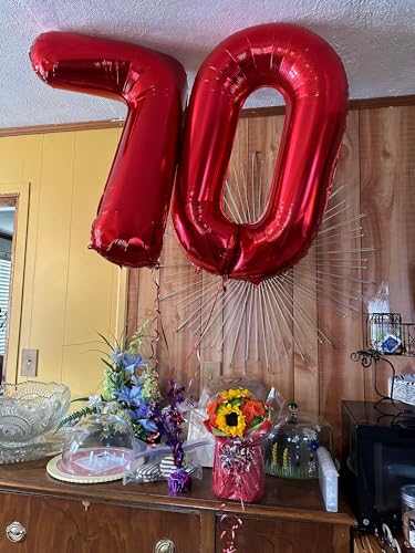 Image of 40 Inch Red Number 7 Balloon, 7th Birthday Decoration Boys Girls