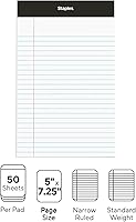 Vista 3 de STAPLES Bloc de notas, 5 x 8 pulgadas, rayas estrechas, blanco, 50 hojas/bloc, paquete de 12
