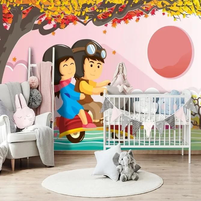 Papier peint enfant lavable motif 3D dessin animé pour grand mur