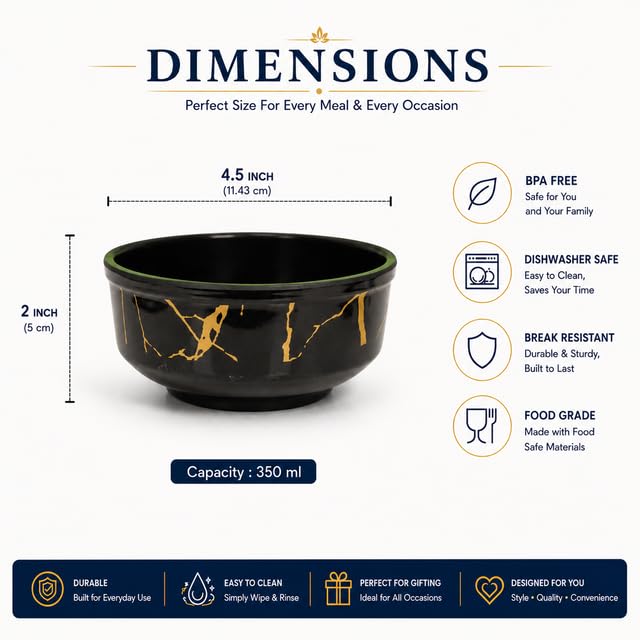 Image of Ariya 4.5 Inch Melamine French Bowls Black Aura Collection Set of 12